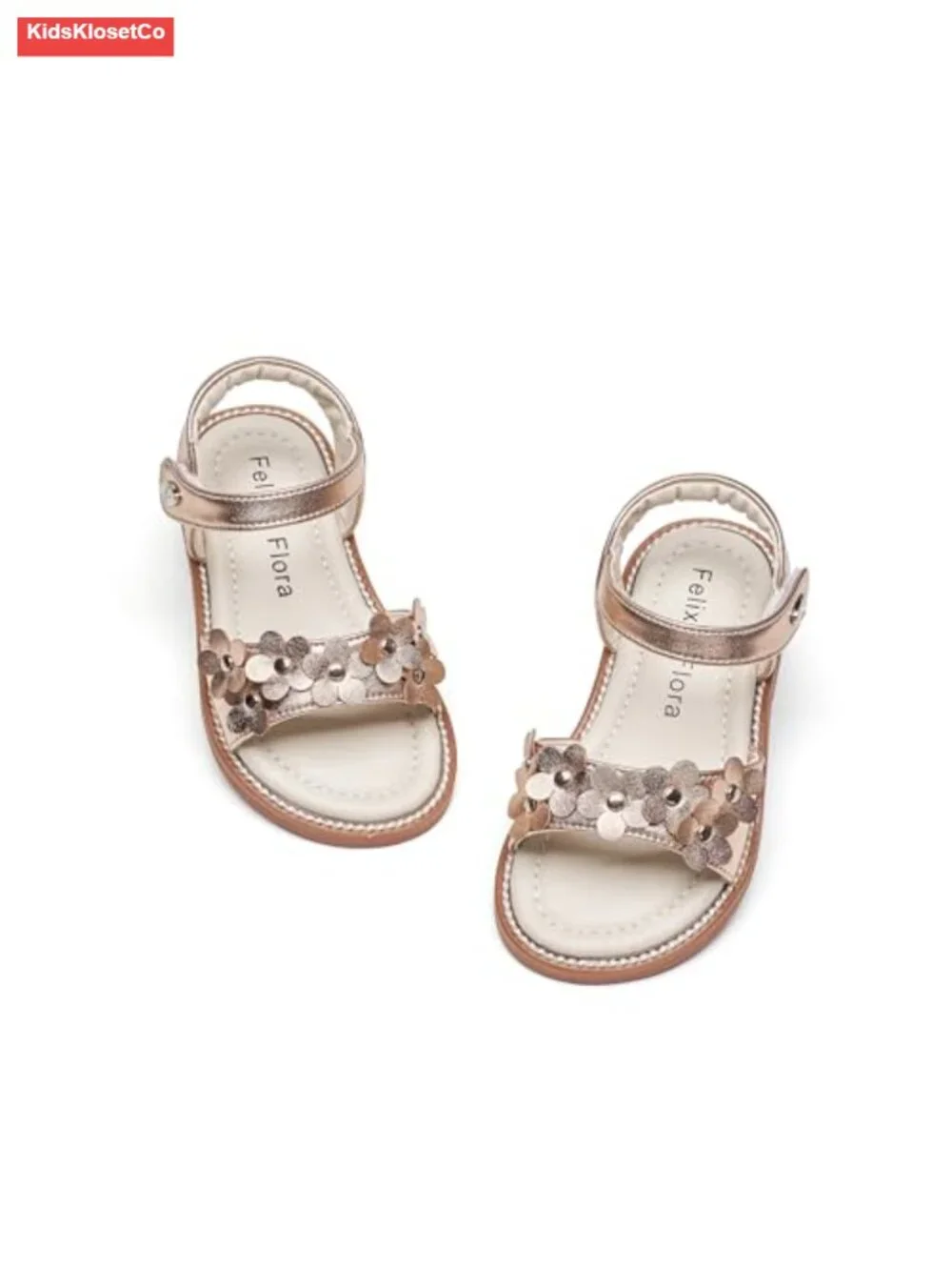 Toddler Girl Sandals - Open Toe Flats with Hook & Loop Closure - Lightweight